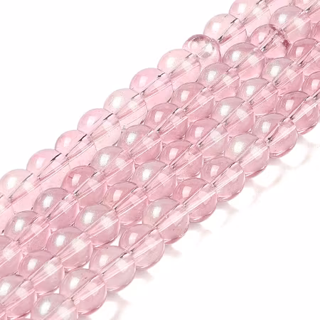 Sträng med glaspärlor, fluff clear pink, 10mm (90st)