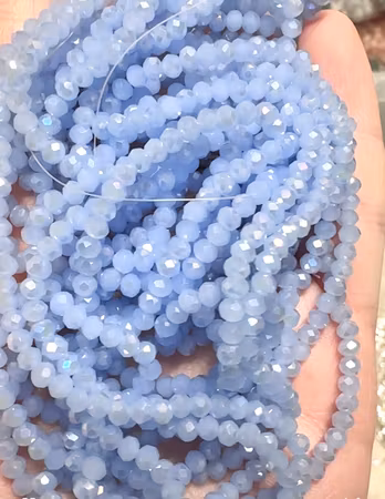 Sträng facetterade glasrondeller, crystal blue, AB Jadeimitation, 3,5mm (110st)