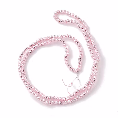 Sträng slipade glaspärlor, Dazzle Pink, 2mm (200st)