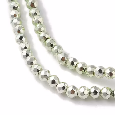 Slipade glaspärlor på sträng- 2 mm - metallic Grön- 200st