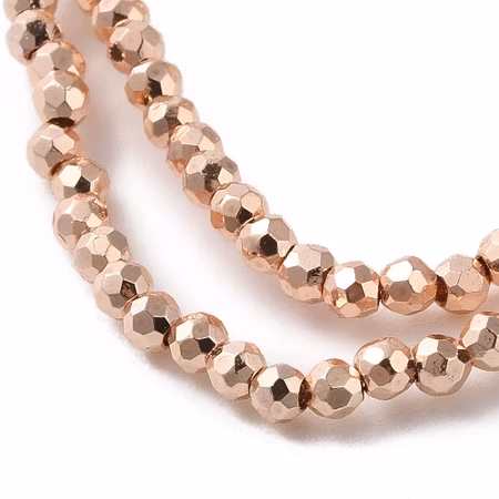 Sträng slipade glaspärlor, Dazzle Gold, 2mm (200st)