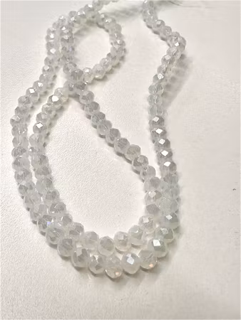 Sträng facetterade glasrondeller, crystal creamy mint, AB Jadeimitation, 3,5mm (110st)