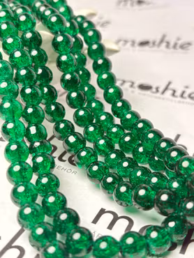 Sträng med glaspärlor, Krackelerade skog, 8mm, (100st)