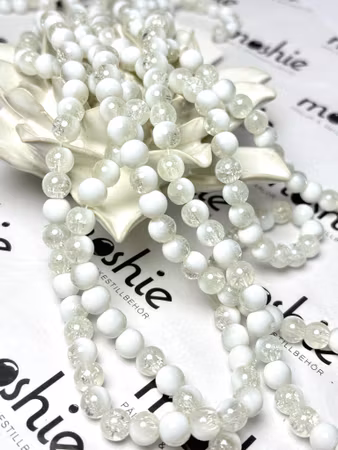 Sträng glaspärlor night and day clear crack winter 8mm 110st