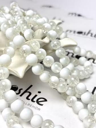 Sträng glaspärlor night and day clear crack winter 8mm 110st