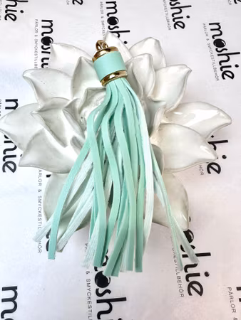 Stor Tassel i konstläder, mint, 11cm (1st)