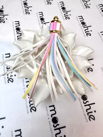 Stor Tassel i konstläder, pastellbåge, 11cm (1st)