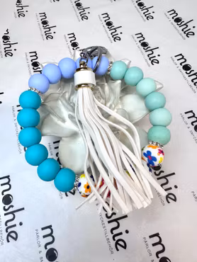 Stor Tassel i konstläder, metallic silver, 11cm (1st)