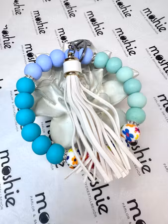 Stor Tassel i konstläder, metallic silver, 11cm (1st)