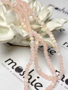 Sträng facetterade glasrondeller, Frostad halvpläterad, Flamingo, 4mm (105st)