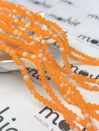 Sträng facetterade glasrondeller, Frostad halvpläterad, Apelsin, 4mm (105st)