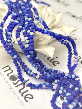 Sträng facetterade glasrondeller, Frostad halvpläterad, Navy , 4mm (105st)