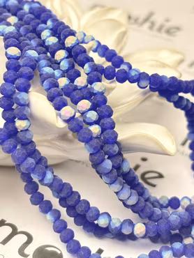 Sträng facetterade glasrondeller, Frostad halvpläterad, Navy , 4mm (105st)