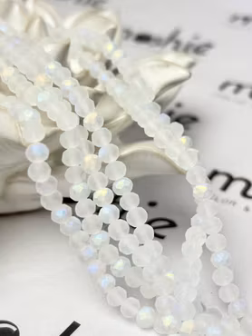 Sträng facetterade glasrondeller, Frostad halvpläterad, Snow, 4mm (105st)