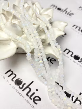 Sträng facetterade glasrondeller, Frostad halvpläterad, Snow, 4mm (105st)