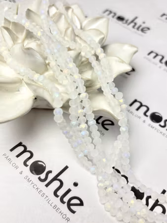 Sträng facetterade glasrondeller, Frostad halvpläterad, Snow, 4mm (105st)