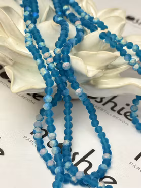 Sträng facetterade glasrondeller, Frostad halvpläterad, Lagoon, 4mm (105st)