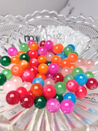 Glaspärlor Jadeimitation, baking paint 12mm, välj färg (10st)