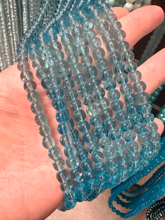 Sträng glaspärlor, transparenta, lagoon spirit, 6,5mm (135st)