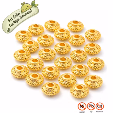 Nickelfria rondeller guldfärgade spacers 8mm 30st