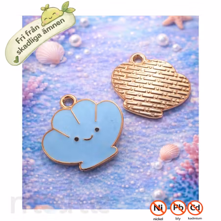 Snäcka blå Emaljerade berlocker 20mm 2st