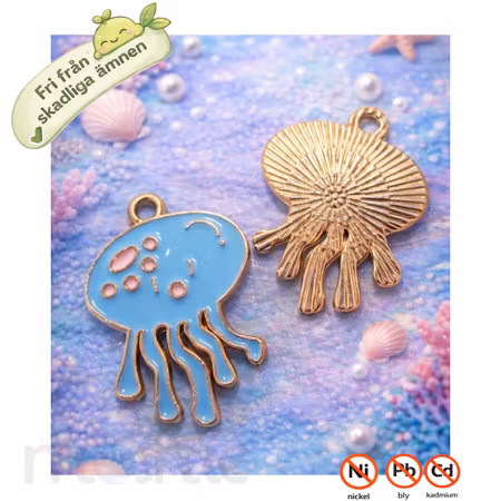 Manet blå Emaljerade berlocker 22mm 2st