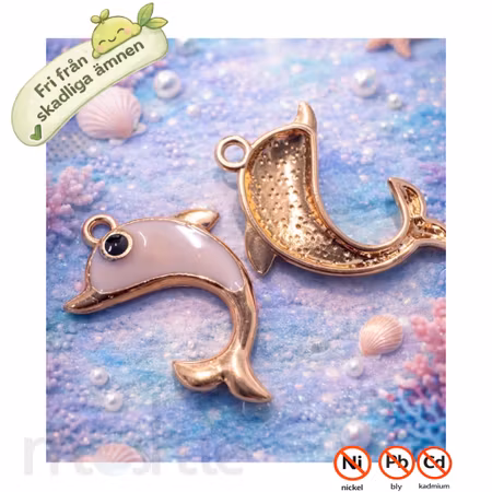 Delfin rosa Emaljerade berlocker 21mm 2st