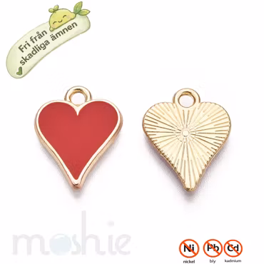 Hjärta nickelfria Emaljerade berlocker 31mm 5st