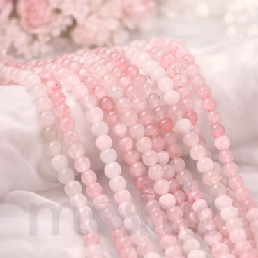 Sträng med 60st kristallpärlor av äkta Rosenkvarts 6mm
