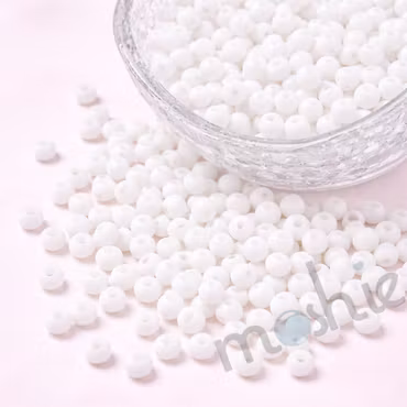 Jämna runda seed beads av glas matt vit 8/0 3mm 20g