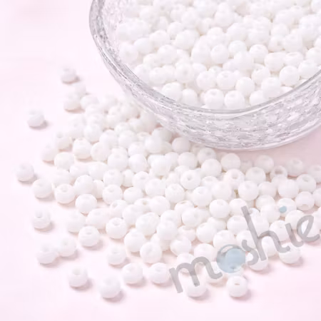 Jämna runda seed beads av glas matt vit 8/0 3mm 20g