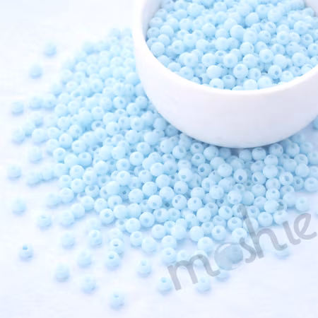 Jämna runda seed beads av glas matt isblå 8/0 3mm 20g