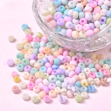 Jämna runda seed beads av glas matt pastellmix 8/0 3mm 20g