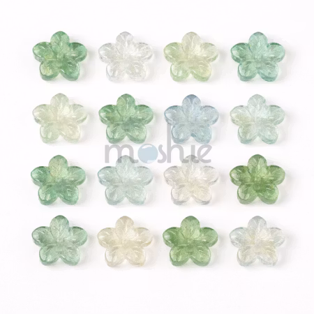 Blommor av glas i grön mix 12mm 20st