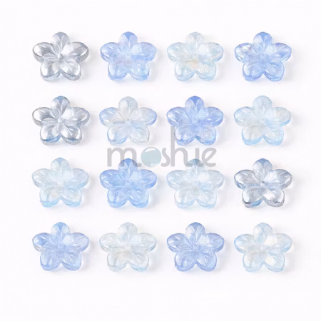 Blommor av glas i blå mix 12mm 20st