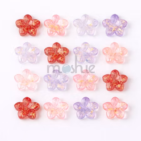 Blommor av glas i romantic mix 12mm 20st