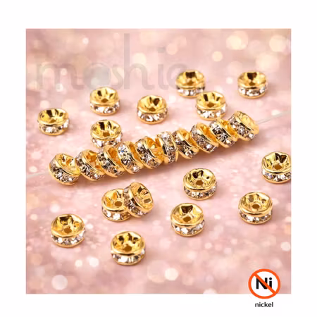 Strassrondell 6mm Klass AAA rak guld mässing 10st