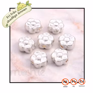 Blommor i nickelfri legering silver 5mm 50st