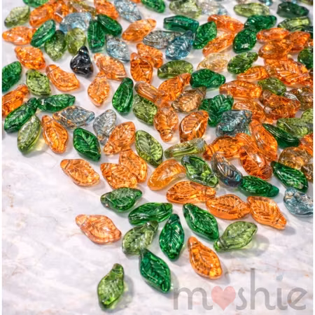 Löv av glas autumn forest 12x6,5mm 20st