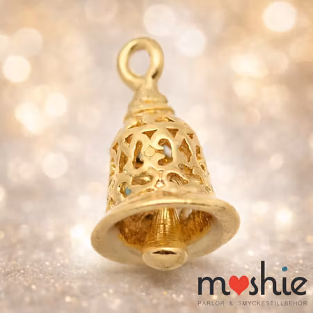 Detaljerad bjällra i mässing berlock 16mm