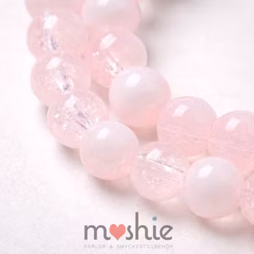 Sträng glaspärlor 6mm 140st misty rose Night and day clear Crack