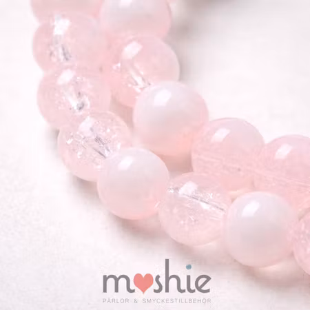 Sträng glaspärlor 6mm 140st misty rose Night and day clear Crack