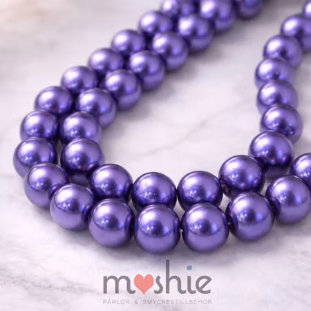 Sträng dark purple pärlemor glaspärlor 8-9mm 100st