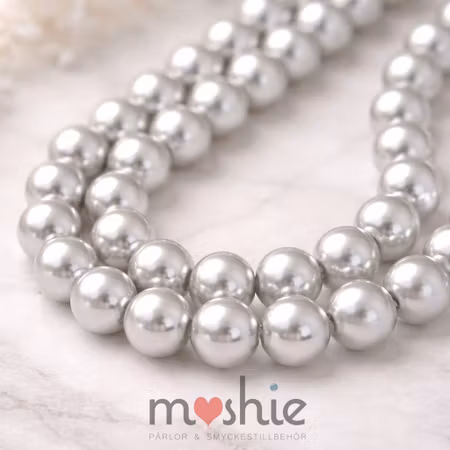 Sträng silver pärlemor glaspärlor 8-9mm 100st