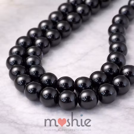 Sträng svarta pärlemor glaspärlor 8-9mm 100st