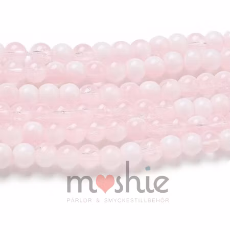 Sträng glaspärlor 4,5mm 215st Misty rose Night and day clear Crack