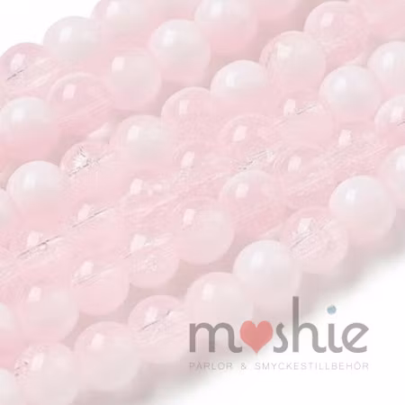 Sträng glaspärlor 8mm 110st Misty rose Night and day clear Crack