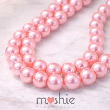Sträng pink pärlemor glaspärlor 8-9mm 100st