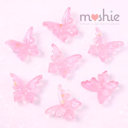 Fjärilar av glas 12mm golden Pink 20st