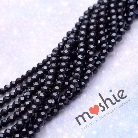 Fasetterade småttisar runda svarta glaspärlor 2,5mm 140st
